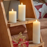 Three Kings Candles Xmas Three Kings Flameless Pillar Candle Assorted Sizes - White